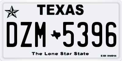 TX license plate DZM5396