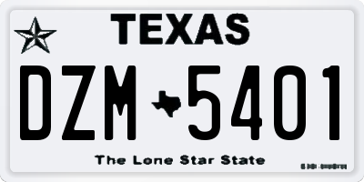 TX license plate DZM5401