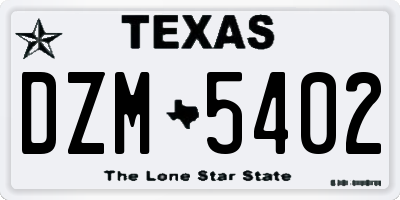 TX license plate DZM5402