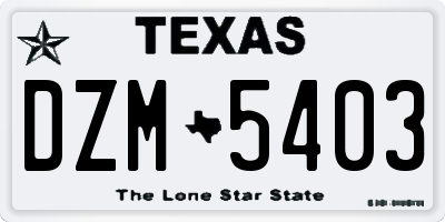 TX license plate DZM5403