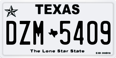 TX license plate DZM5409