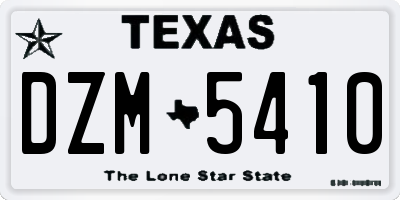 TX license plate DZM5410