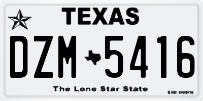 TX license plate DZM5416