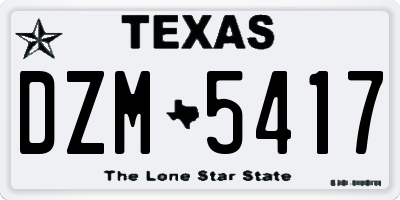 TX license plate DZM5417