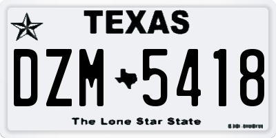 TX license plate DZM5418