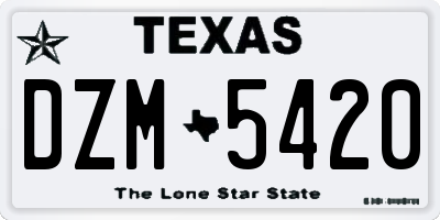 TX license plate DZM5420