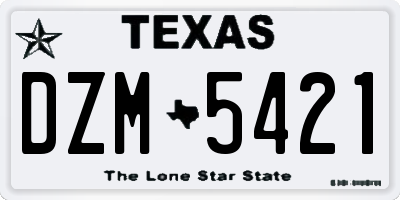 TX license plate DZM5421