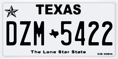 TX license plate DZM5422
