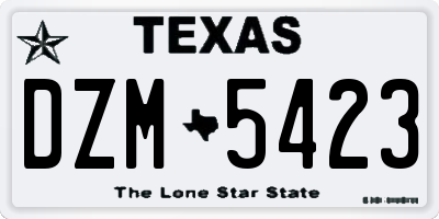 TX license plate DZM5423