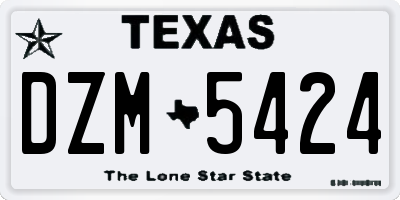 TX license plate DZM5424