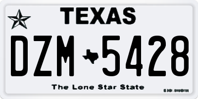 TX license plate DZM5428