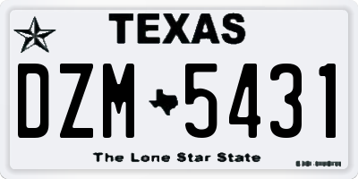 TX license plate DZM5431