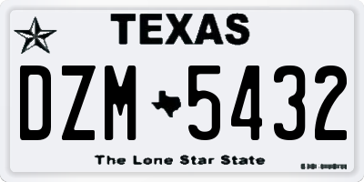 TX license plate DZM5432