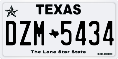 TX license plate DZM5434