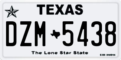 TX license plate DZM5438