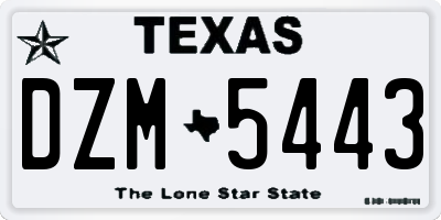 TX license plate DZM5443
