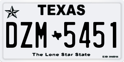 TX license plate DZM5451