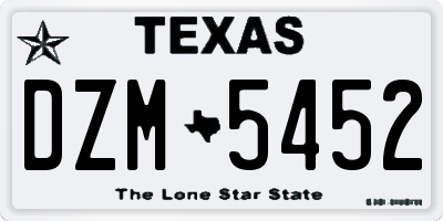 TX license plate DZM5452