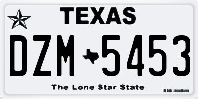 TX license plate DZM5453
