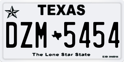 TX license plate DZM5454