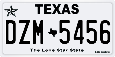TX license plate DZM5456