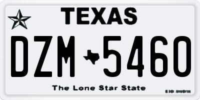 TX license plate DZM5460