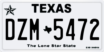TX license plate DZM5472