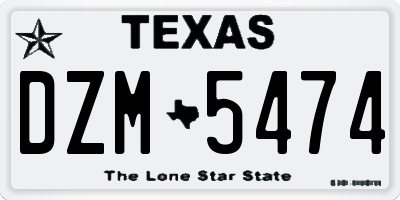 TX license plate DZM5474