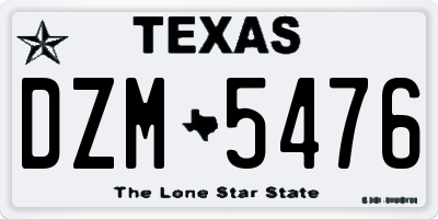 TX license plate DZM5476