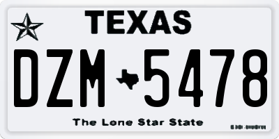 TX license plate DZM5478
