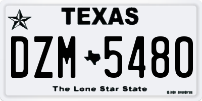 TX license plate DZM5480