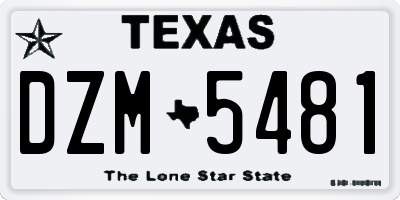 TX license plate DZM5481