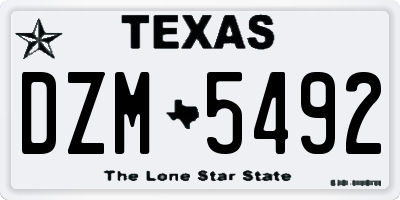 TX license plate DZM5492
