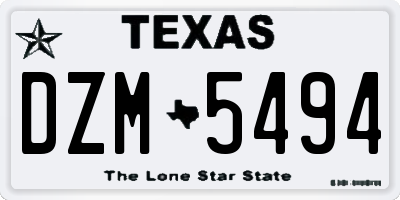 TX license plate DZM5494