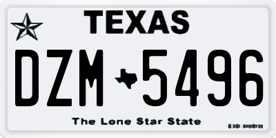 TX license plate DZM5496