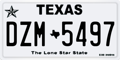 TX license plate DZM5497