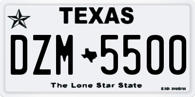 TX license plate DZM5500
