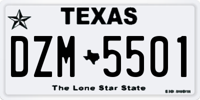 TX license plate DZM5501