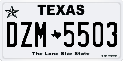 TX license plate DZM5503