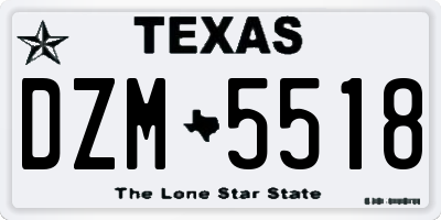 TX license plate DZM5518
