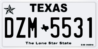 TX license plate DZM5531
