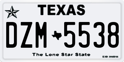 TX license plate DZM5538