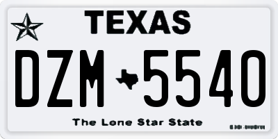 TX license plate DZM5540