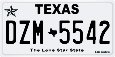 TX license plate DZM5542