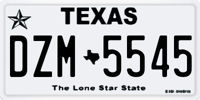 TX license plate DZM5545