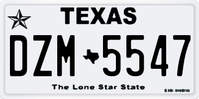 TX license plate DZM5547