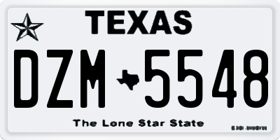 TX license plate DZM5548