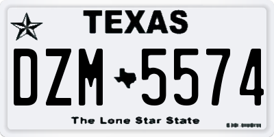 TX license plate DZM5574