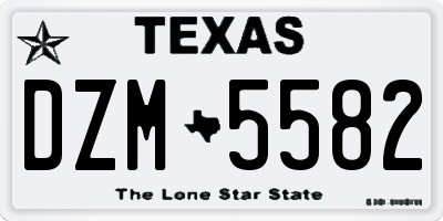 TX license plate DZM5582