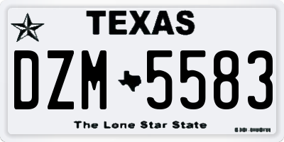 TX license plate DZM5583